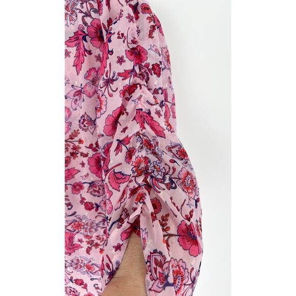 Torrid Chiffon Ruched Sleeve Kimono Sheer Floral Top Blouse Plus Size 2X Pink - Picture 6 of 10